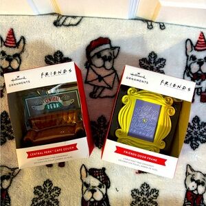 Hallmark friends central perk cafe couch and frame Christmas ornament lot of 2.